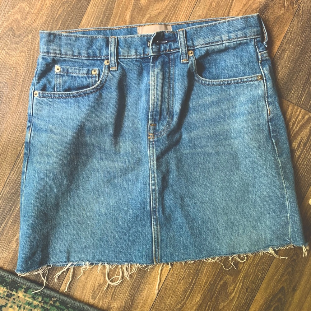 Everlane fringed jean skirt